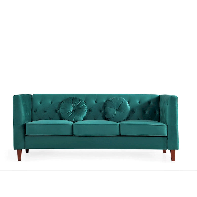 Canapé Chesterfield classique en velours froissé avec dossier capitonné – 7 couleurs