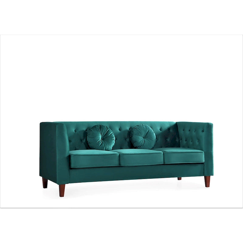 Canapé Chesterfield classique en velours froissé avec dossier capitonné – 7 couleurs