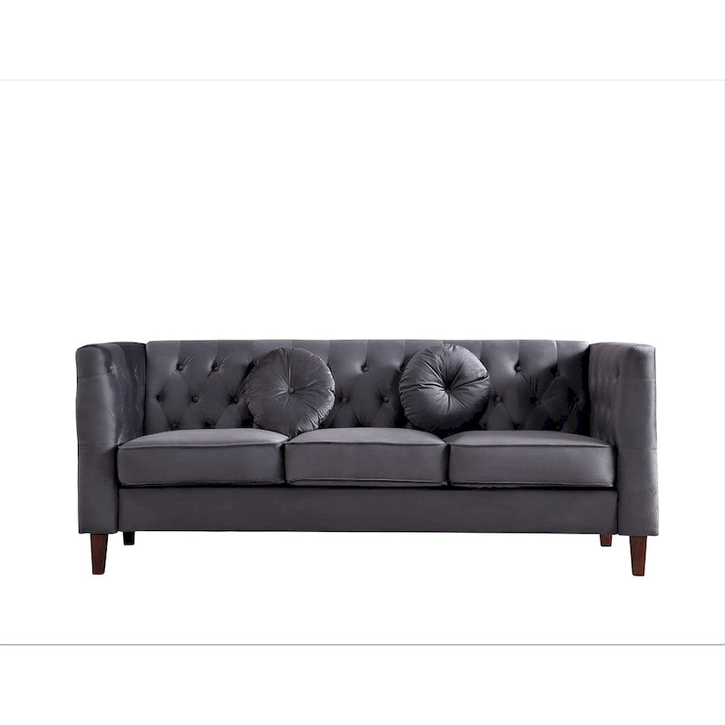 Canapé Chesterfield classique en velours froissé avec dossier capitonné – 7 couleurs