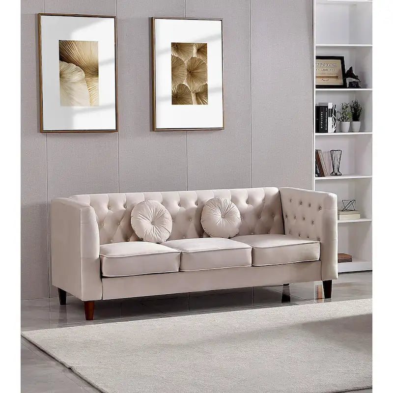 Canapé Chesterfield classique en velours froissé avec dossier capitonné – 7 couleurs