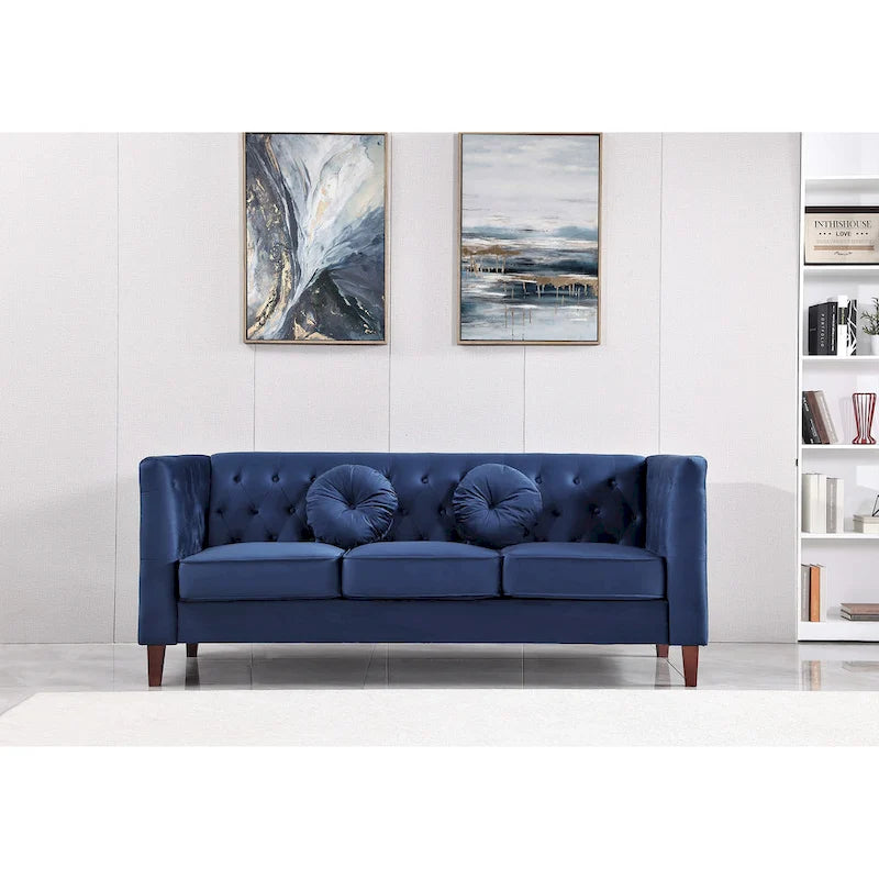 Canapé Chesterfield classique en velours froissé avec dossier capitonné – 7 couleurs