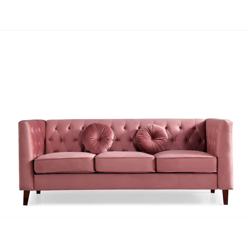 Canapé Chesterfield classique en velours froissé avec dossier capitonné – 7 couleurs