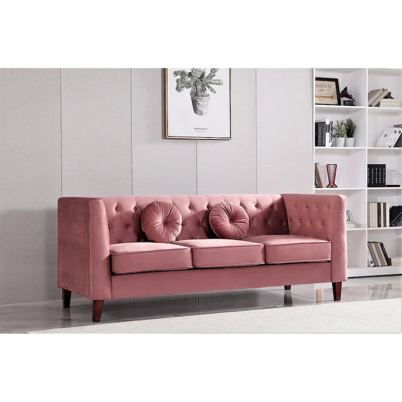 Canapé Chesterfield classique en velours froissé avec dossier capitonné – 7 couleurs