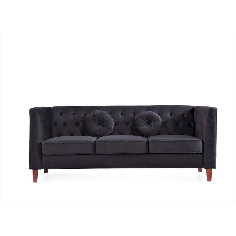 Canapé Chesterfield classique en velours froissé avec dossier capitonné – 7 couleurs