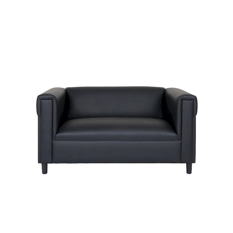 Canapé compact Mid-Century Modern en Faux Cuir - Cadre en Bois Massif