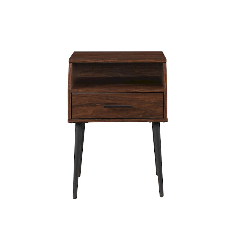 Table d'appoint contemporaine minimale avec tiroir et casier ouvert - 45,7 cm L x 45,7 cm P x 63,5 cm H