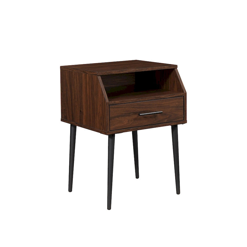 Table d'appoint contemporaine minimale avec tiroir et casier ouvert - 45,7 cm L x 45,7 cm P x 63,5 cm H