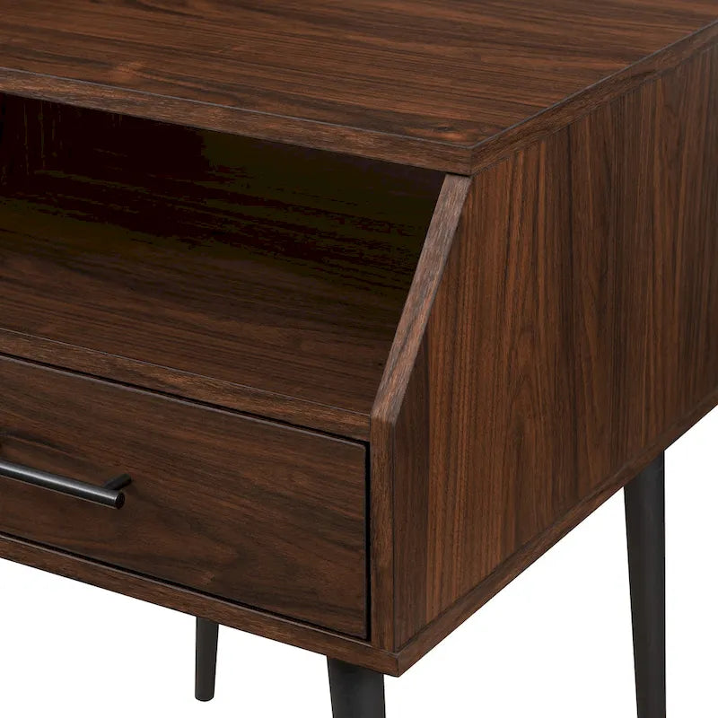 Table d'appoint contemporaine minimale avec tiroir et casier ouvert - 45,7 cm L x 45,7 cm P x 63,5 cm H