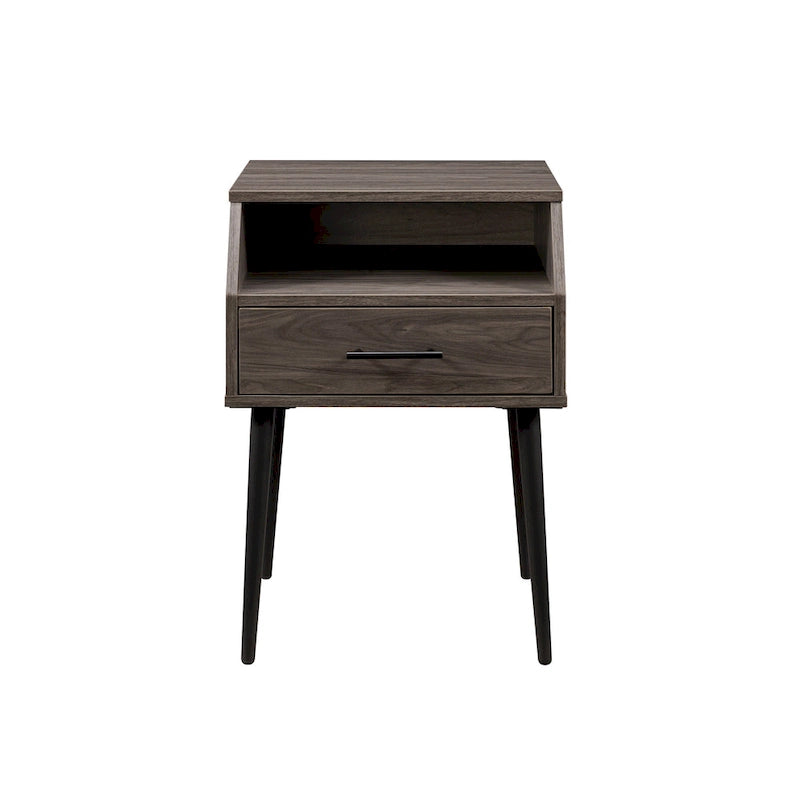 Table d'appoint contemporaine minimale avec tiroir et casier ouvert - 45,7 cm L x 45,7 cm P x 63,5 cm H