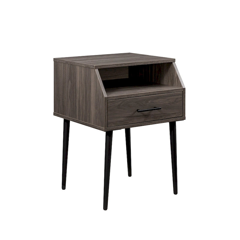 Table d'appoint contemporaine minimale avec tiroir et casier ouvert - 45,7 cm L x 45,7 cm P x 63,5 cm H