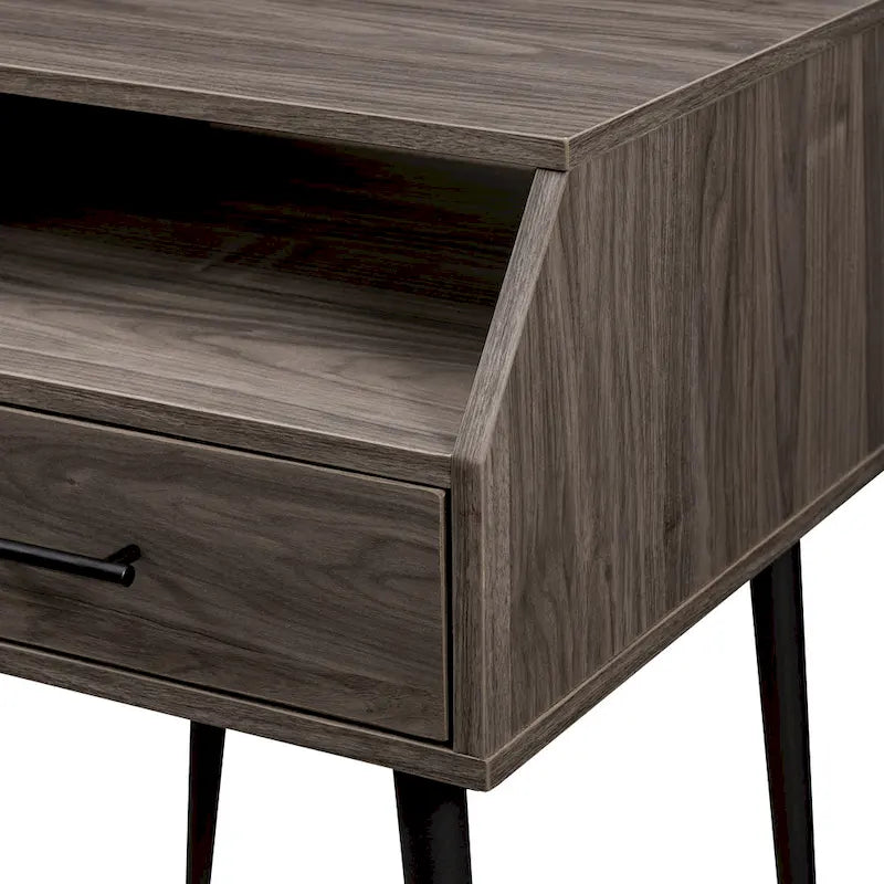 Table d'appoint contemporaine minimale avec tiroir et casier ouvert - 45,7 cm L x 45,7 cm P x 63,5 cm H
