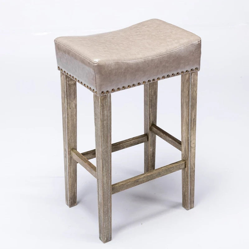 Tabourets de bar sans dossier en similicuir, hauteur comptoir 74 cm - Chaises d'îlot de cuisine style ferme