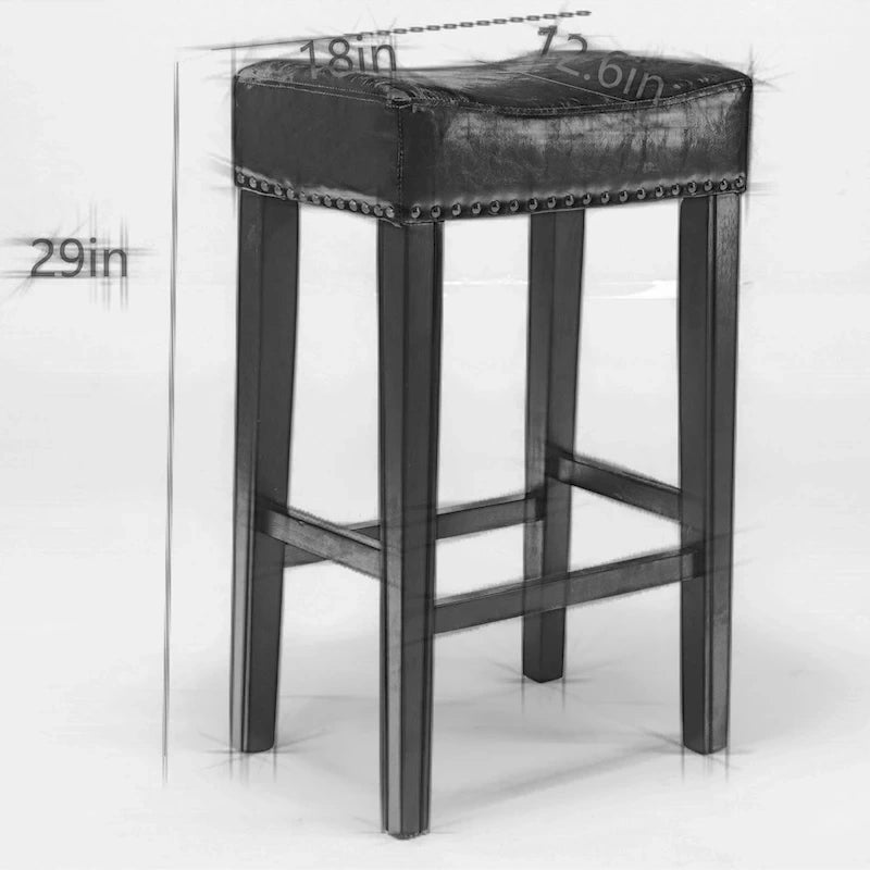 Tabourets de bar sans dossier en similicuir, hauteur comptoir 74 cm - Chaises d'îlot de cuisine style ferme