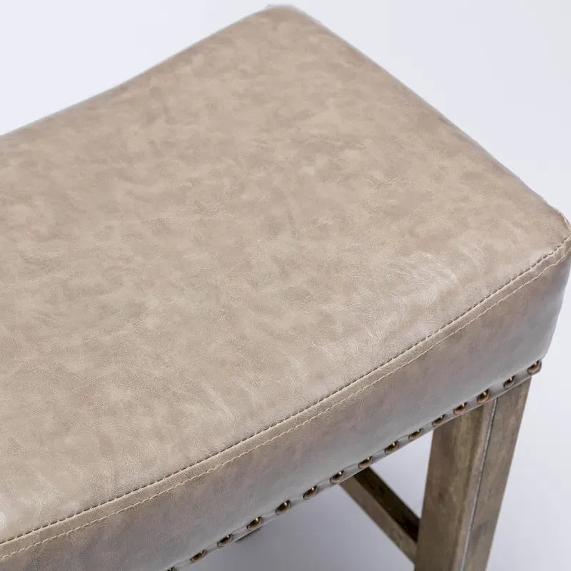 Tabourets de bar sans dossier en similicuir, hauteur comptoir 74 cm - Chaises d'îlot de cuisine style ferme