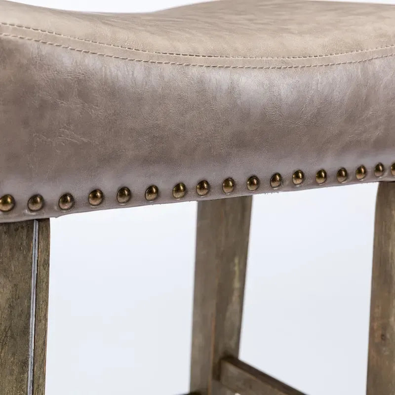 Tabourets de bar sans dossier en similicuir, hauteur comptoir 74 cm - Chaises d'îlot de cuisine style ferme