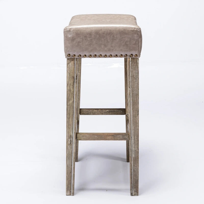 Tabourets de bar sans dossier en similicuir, hauteur comptoir 74 cm - Chaises d'îlot de cuisine style ferme