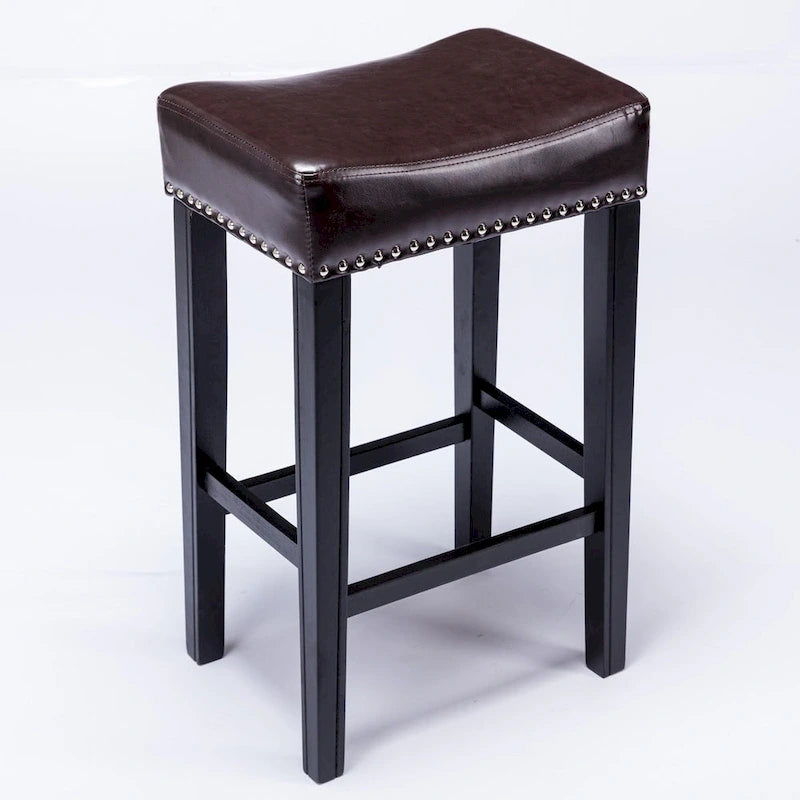 Tabourets de bar sans dossier en similicuir, hauteur comptoir 74 cm - Chaises d'îlot de cuisine style ferme