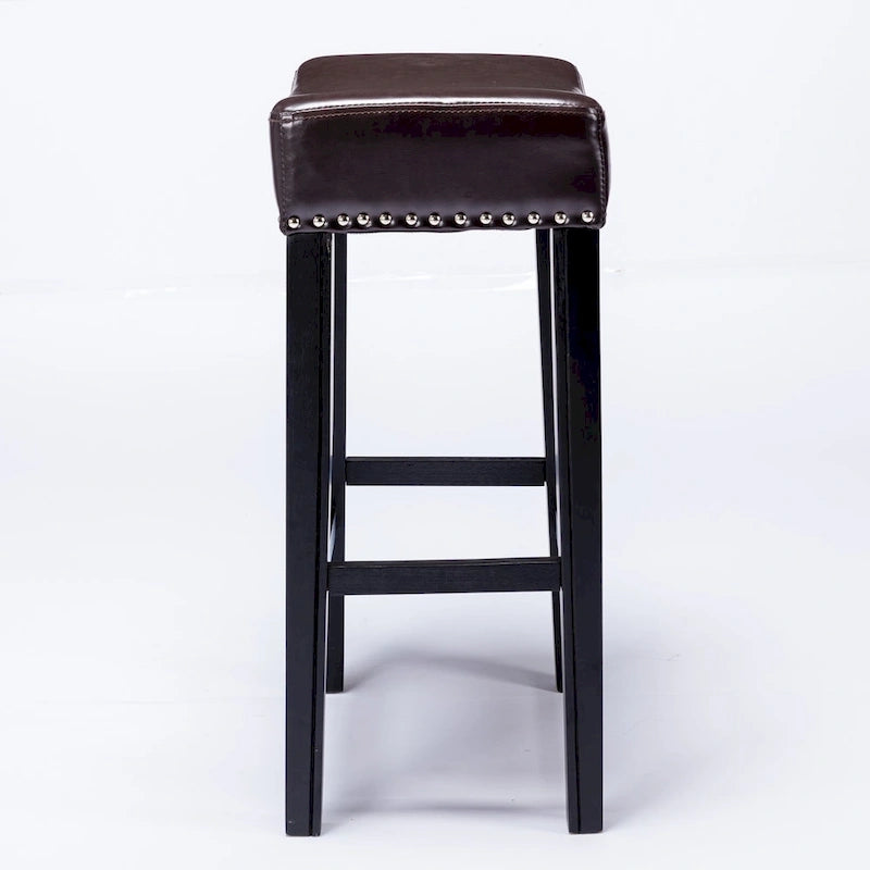 Tabourets de bar sans dossier en similicuir, hauteur comptoir 74 cm - Chaises d'îlot de cuisine style ferme