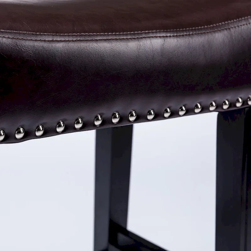 Tabourets de bar sans dossier en similicuir, hauteur comptoir 74 cm - Chaises d'îlot de cuisine style ferme