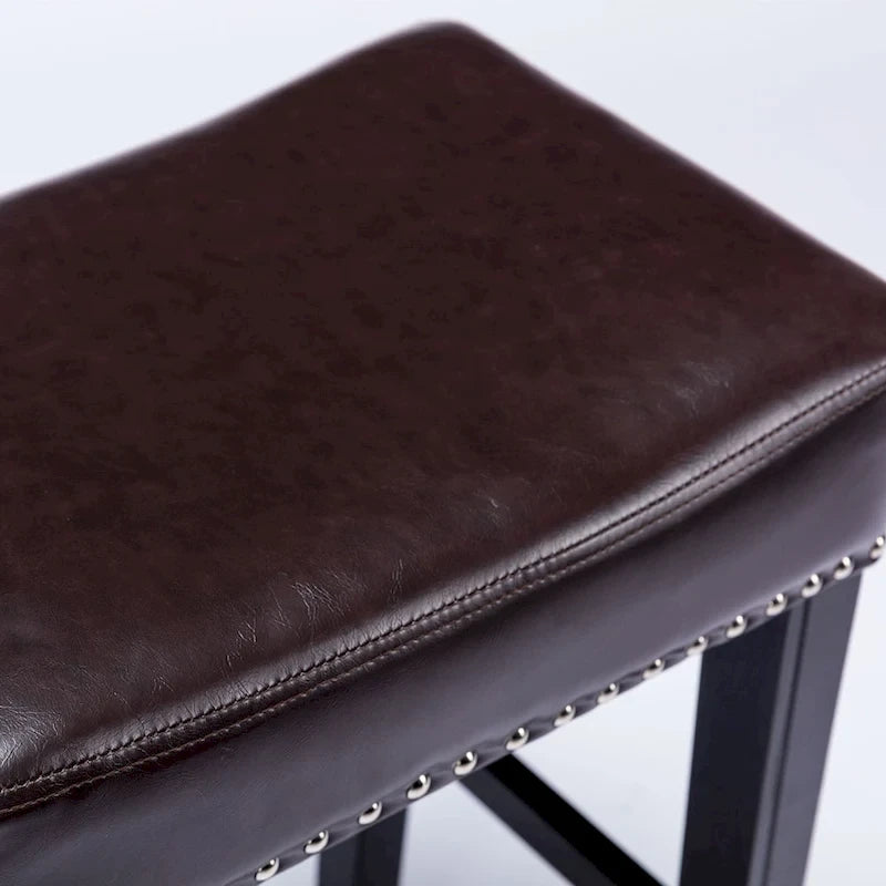 Tabourets de bar sans dossier en similicuir, hauteur comptoir 74 cm - Chaises d'îlot de cuisine style ferme