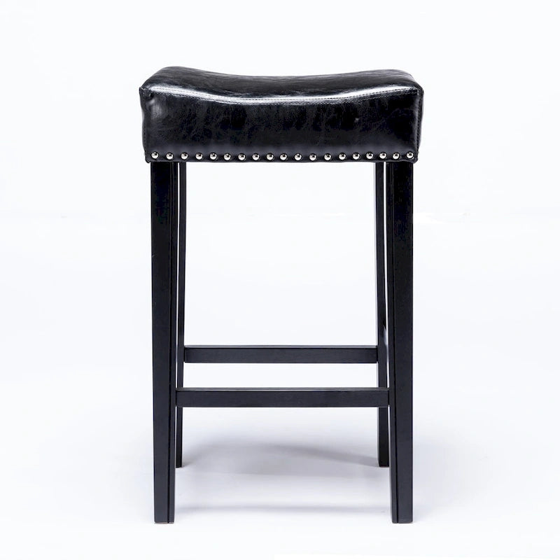Tabourets de bar sans dossier en similicuir, hauteur comptoir 74 cm - Chaises d'îlot de cuisine style ferme