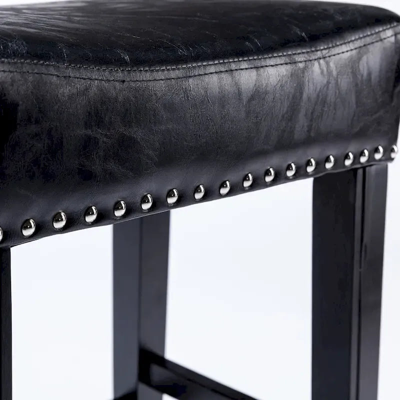 Tabourets de bar sans dossier en similicuir, hauteur comptoir 74 cm - Chaises d'îlot de cuisine style ferme