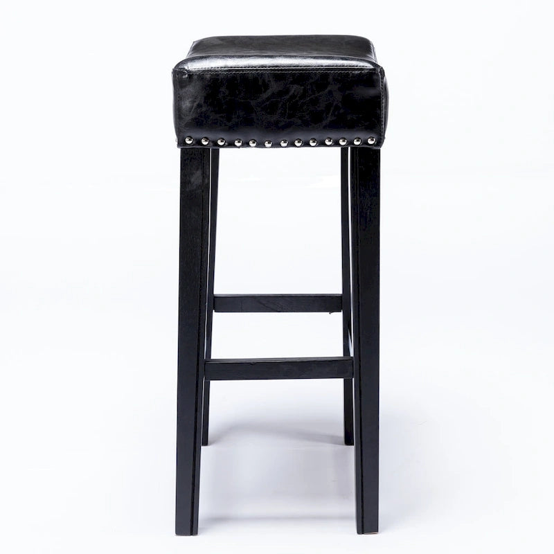 Tabourets de bar sans dossier en similicuir, hauteur comptoir 74 cm - Chaises d'îlot de cuisine style ferme