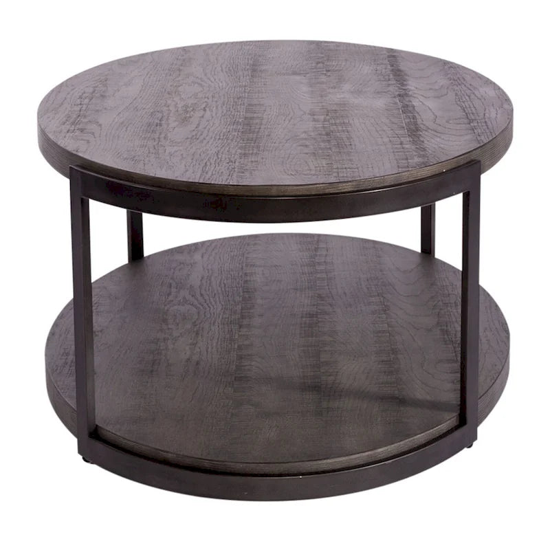 Table basse ovale Gauntlet Gray avec roulettes et étagère ouverte