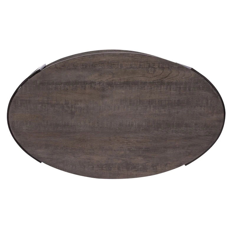 Table basse ovale Gauntlet Gray avec roulettes et étagère ouverte