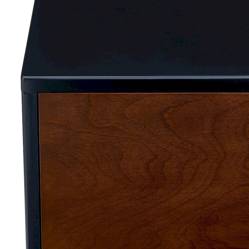 Meuble TV multimédia Mid-Century Modern pour téléviseurs jusqu'à 61 pouces - Noir et Érable Whisky
