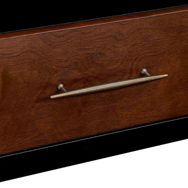 Meuble TV multimédia Mid-Century Modern pour téléviseurs jusqu'à 61 pouces - Noir et Érable Whisky