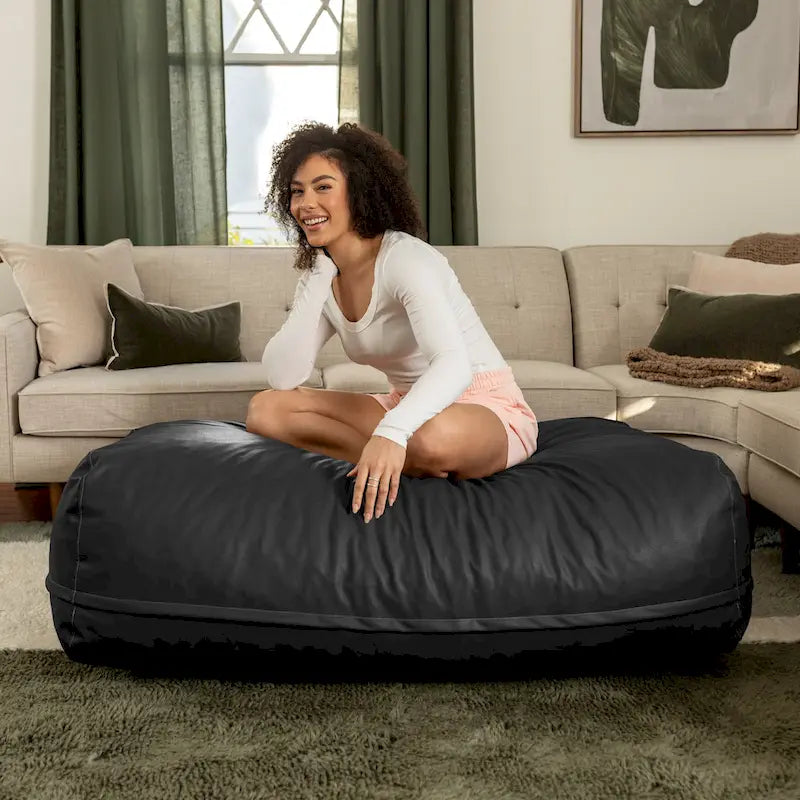 Grand pouf ottoman en similicuir - Grand pouf ottoman de canapé et chaise longue