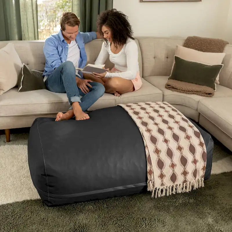 Grand pouf ottoman en similicuir - Grand pouf ottoman de canapé et chaise longue