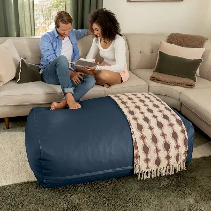 Grand pouf ottoman en similicuir - Grand pouf ottoman de canapé et chaise longue