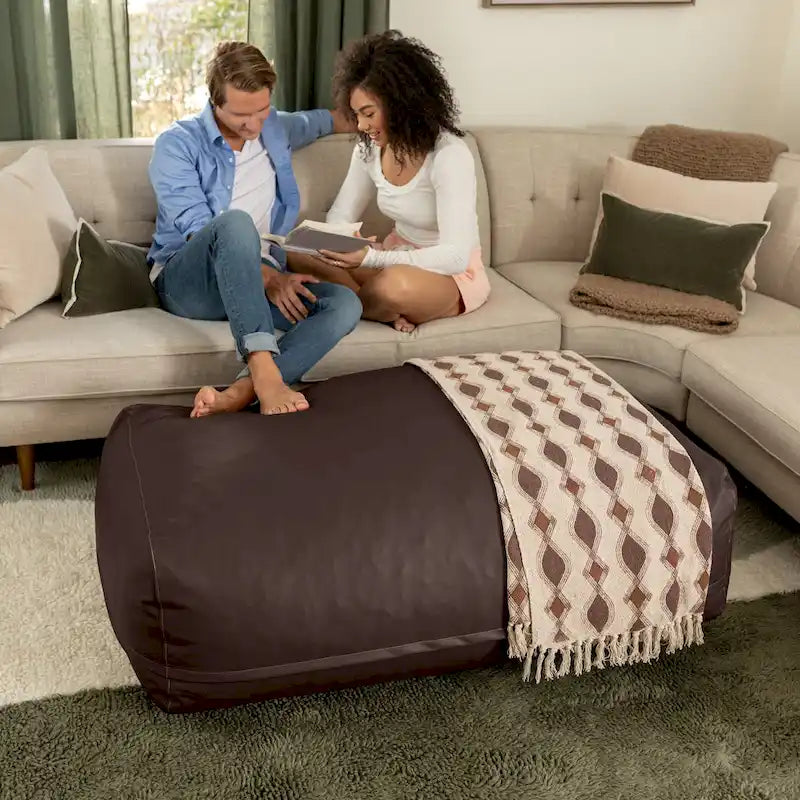 Grand pouf ottoman en similicuir - Grand pouf ottoman de canapé et chaise longue