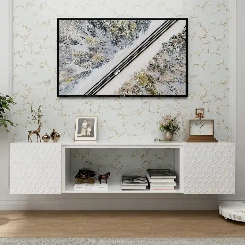 Meuble TV flottant mural de 67 po pour téléviseurs jusqu'à 80 po