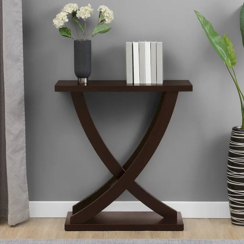 Console Criss-Cross – Table d'entrée et de canapé moderne en grain de bois