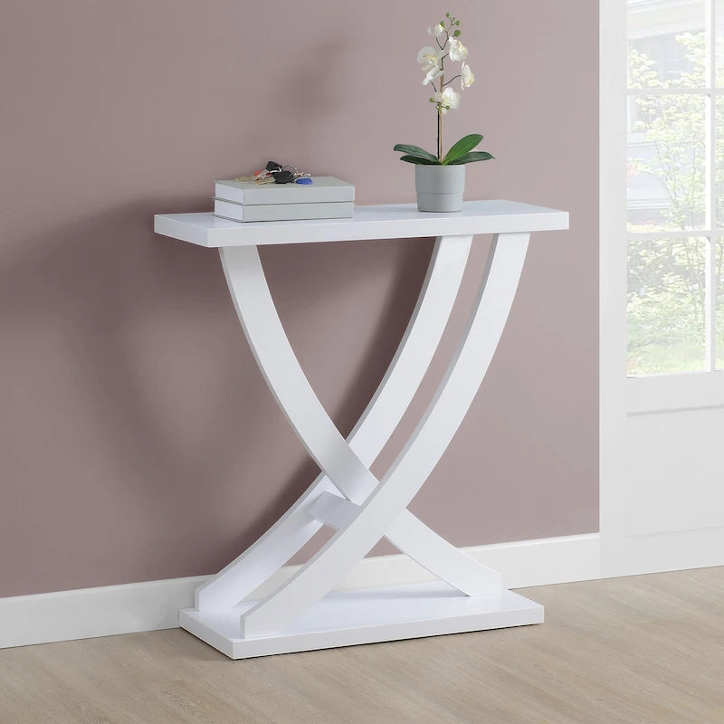 Console Criss-Cross – Table d'entrée et de canapé moderne en grain de bois