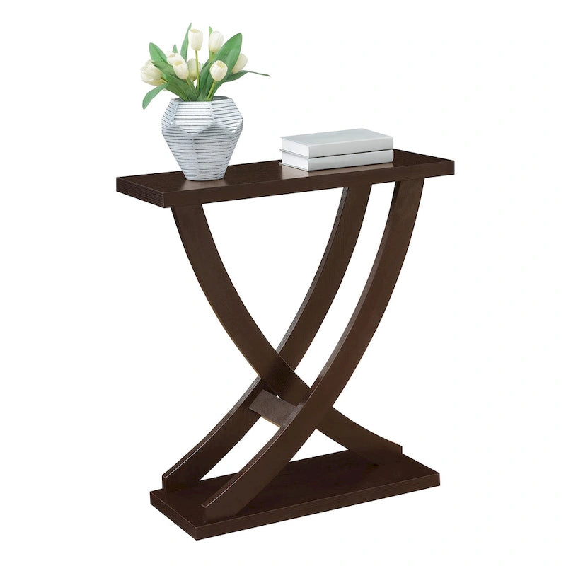 Console Criss-Cross – Table d'entrée et de canapé moderne en grain de bois