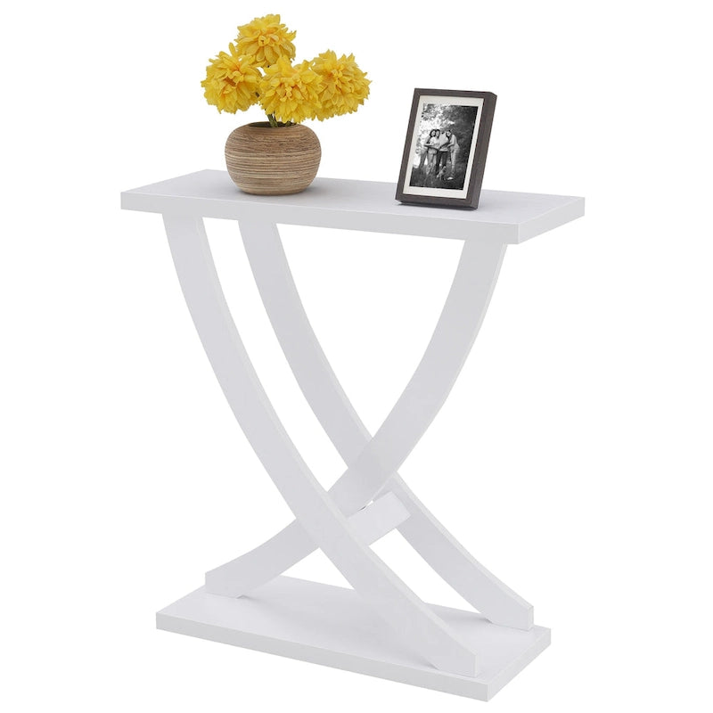 Console Criss-Cross – Table d'entrée et de canapé moderne en grain de bois