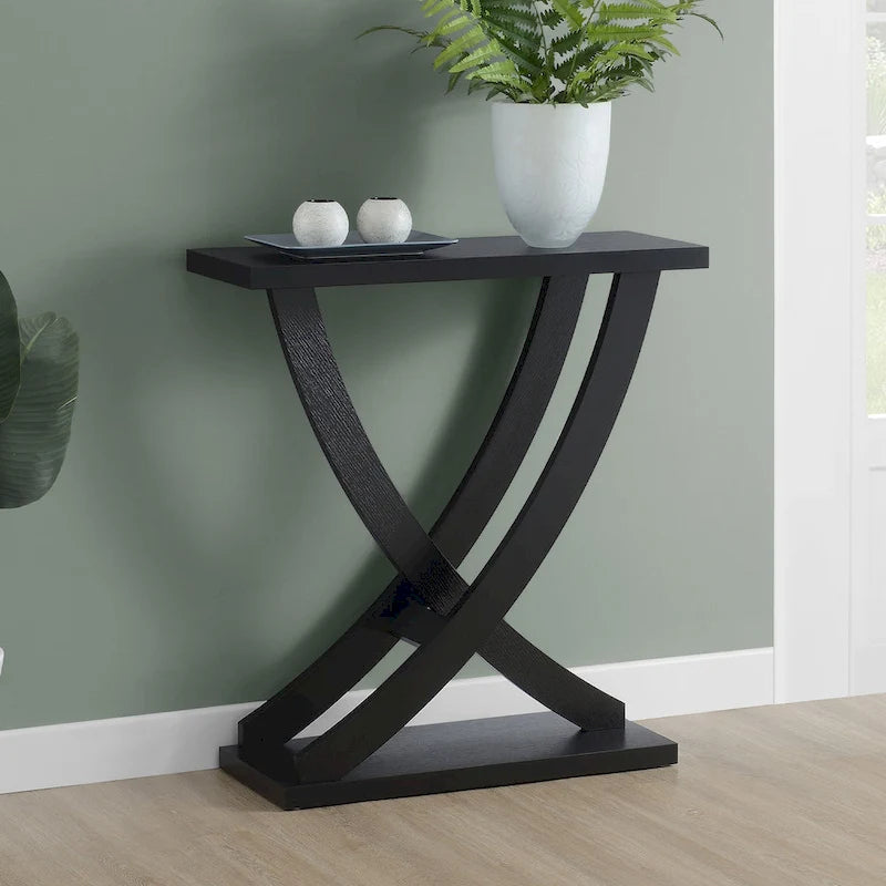 Console Criss-Cross – Table d'entrée et de canapé moderne en grain de bois