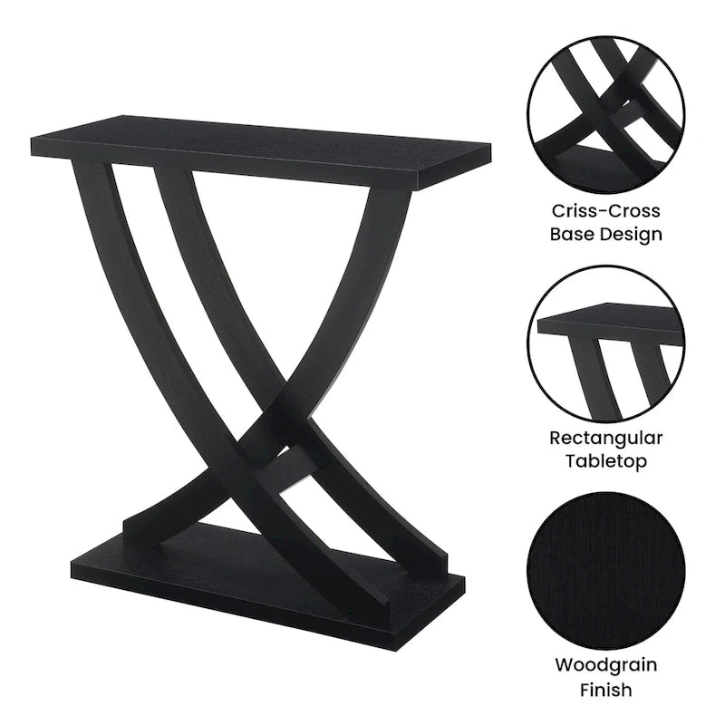 Console Criss-Cross – Table d'entrée et de canapé moderne en grain de bois