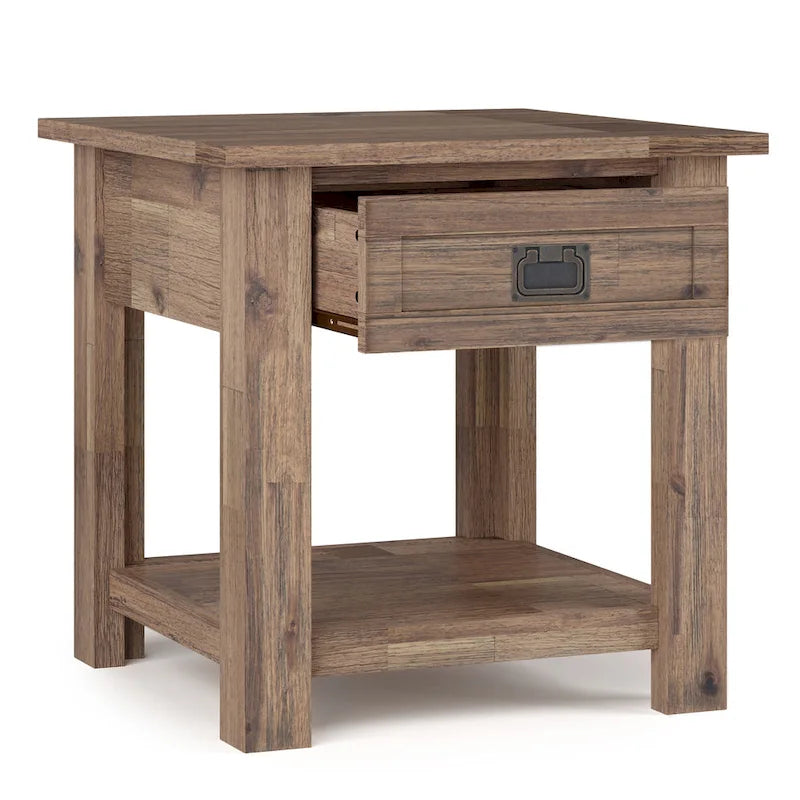 WYNDENHALL Garret Table d'appoint carrée rustique en bois d'acacia massif de 55,8 cm de large – 55,8 cm (L) x 55,8 cm (P) x 55,8 cm (H)