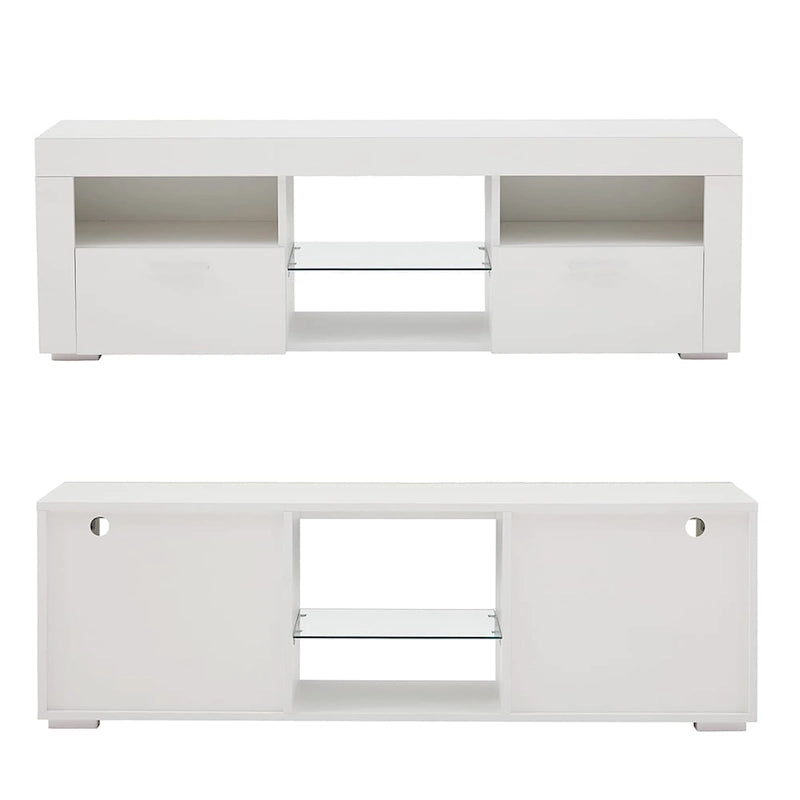Meuble TV moderne avec éclairage LED intégré - 130L x 36l x 41H cm