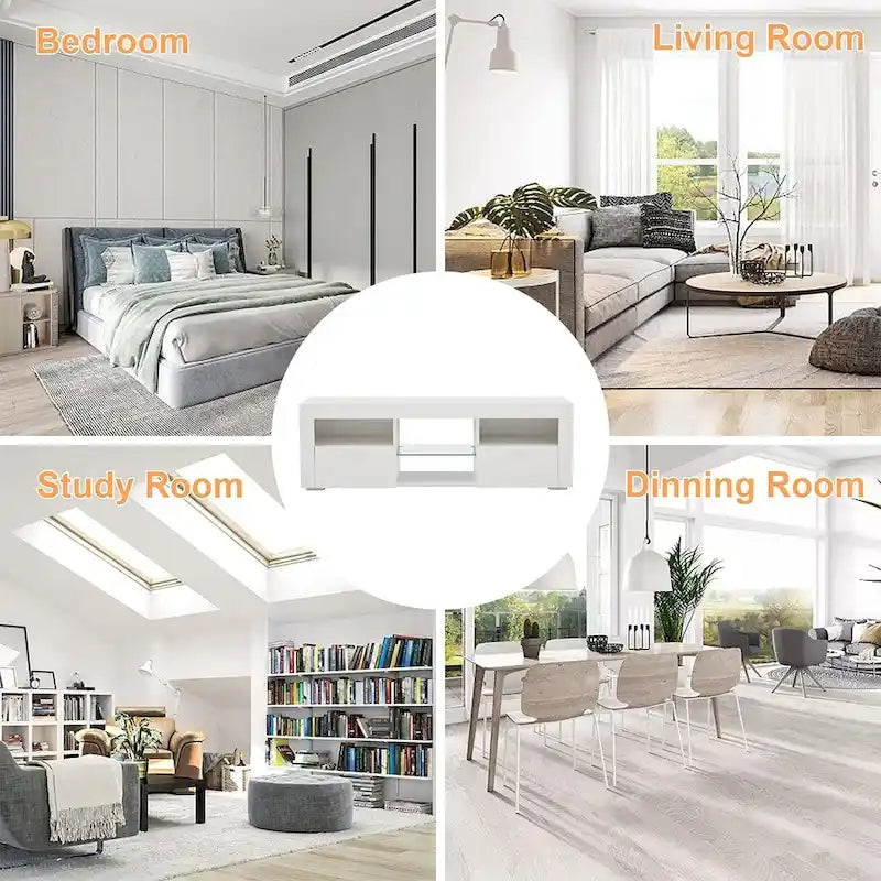 Meuble TV moderne avec éclairage LED intégré - 130L x 36l x 41H cm