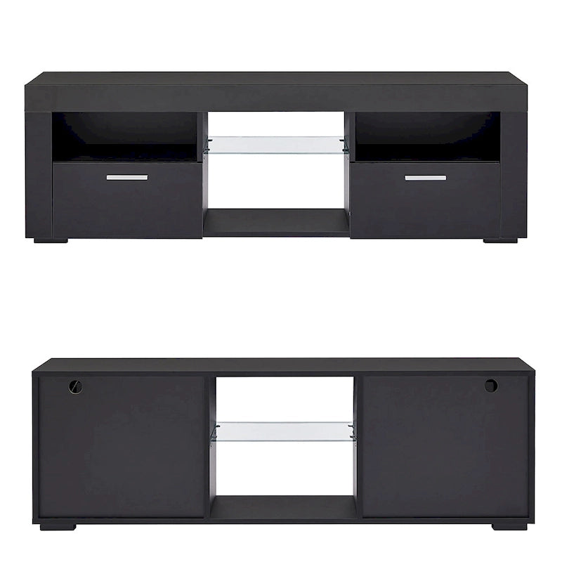 Meuble TV moderne avec éclairage LED intégré - 130L x 36l x 41H cm