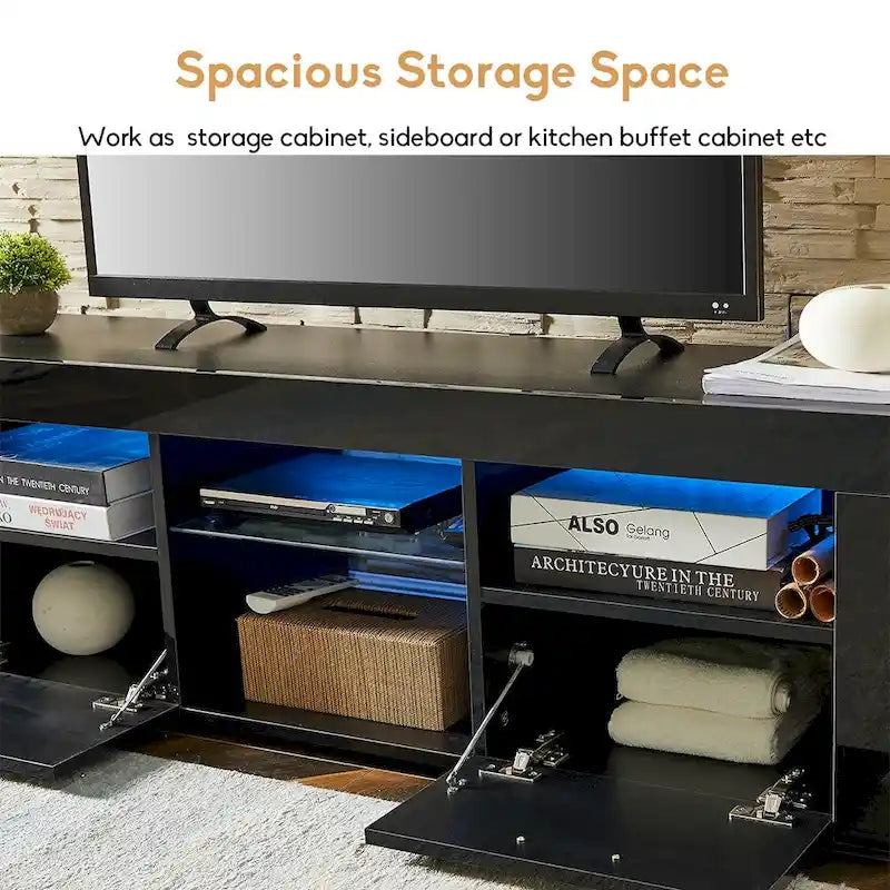 Meuble TV moderne avec éclairage LED intégré - 130L x 36l x 41H cm