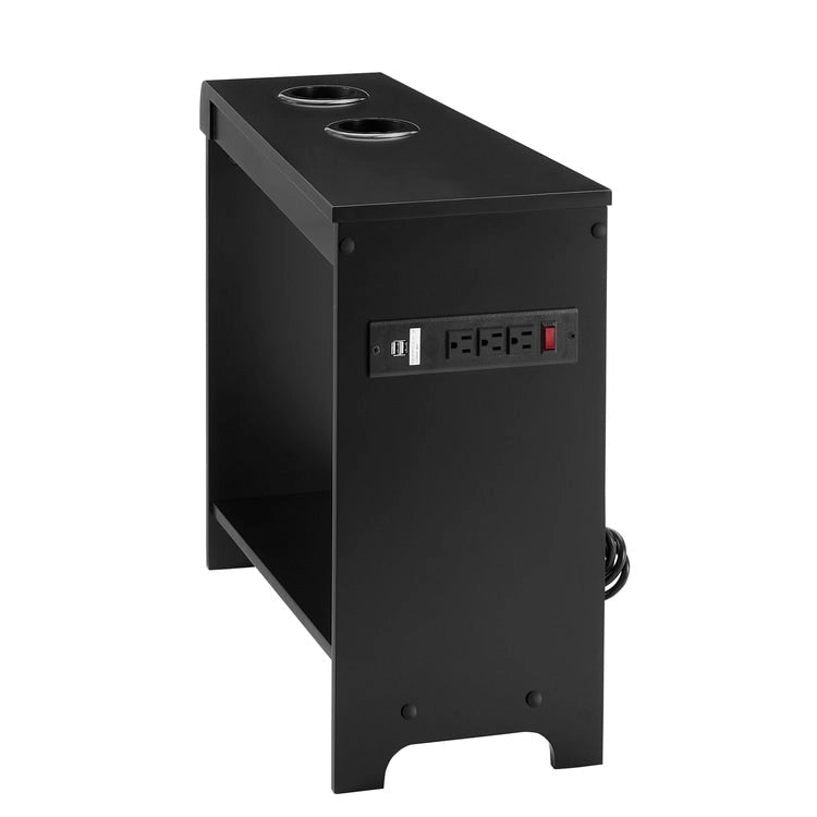 Table d'appoint étroite avec station de charge - Table de chevet avec rangement, 3 prises et 2 ports USB