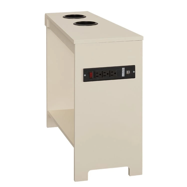 Table d'appoint étroite avec station de charge - Table de chevet avec rangement, 3 prises et 2 ports USB