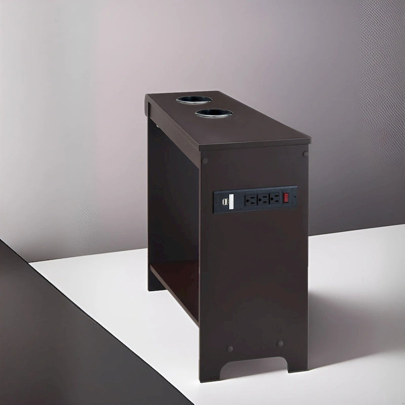 Table d'appoint étroite avec station de charge - Table de chevet avec rangement, 3 prises et 2 ports USB